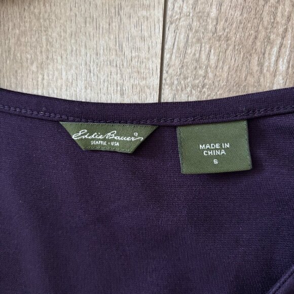 Eddie Bauer Faux Wrap Long Sleeve Purple Dress Womens Small Travel Comfycore - Picture 3 of 12